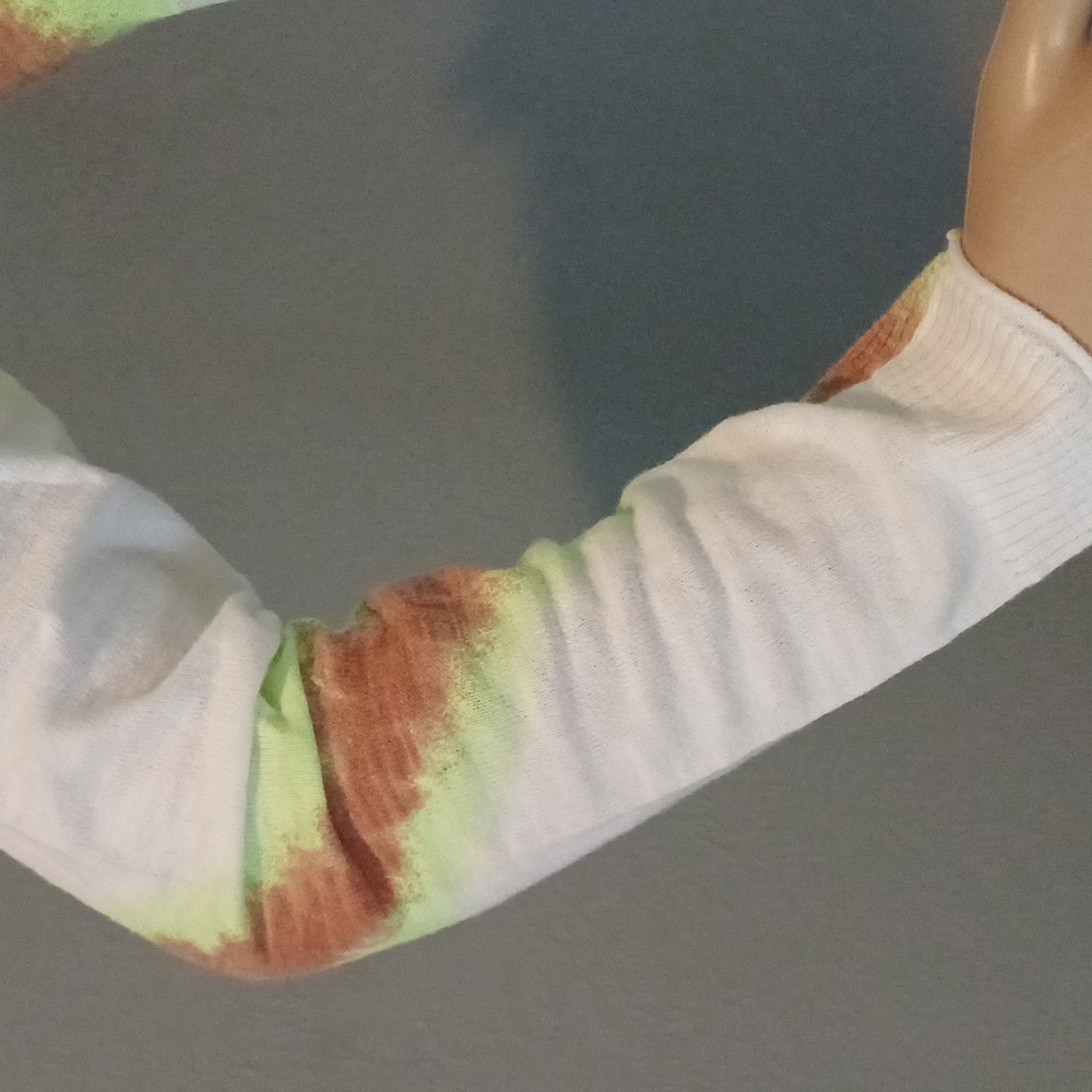 🔥🔥🔥Lisa Todd Psyched up tie dye stripe cotton sweater XS neon - Picture 12 of 12